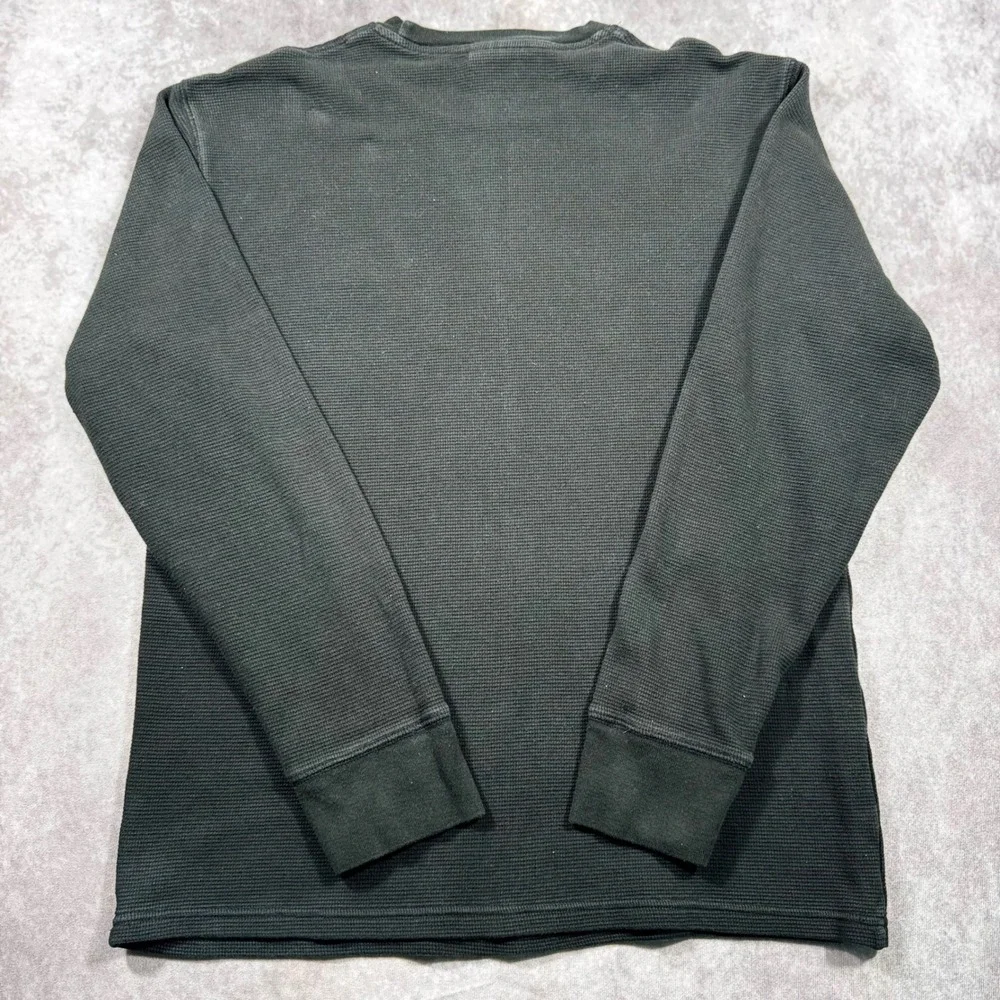 Polo Ralph Lauren Mens Waffle Knit Thermal Long Sleeve Shirt Grey Green Medium